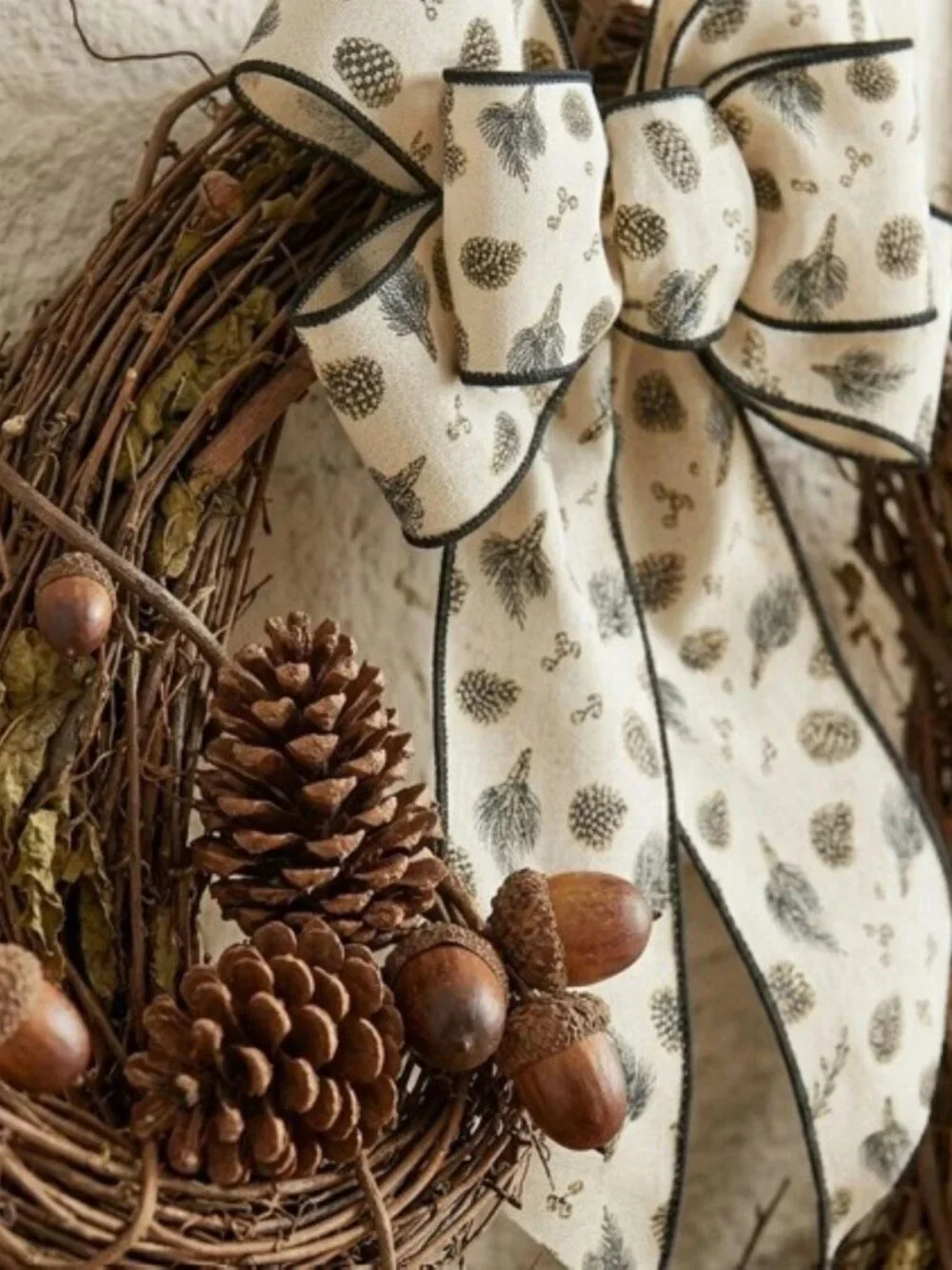 Canvas Pinecone Ribbon 4